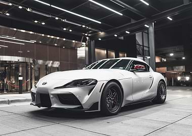 White Toyota Supra at Night