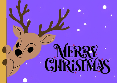 Merry Christmas Deer Cartoon Illustration