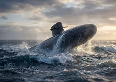 Submarine surfacing in rough seas