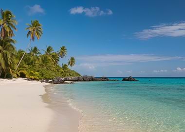 Tropical beach with palm trees
