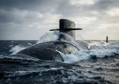 Submarine in rough seas