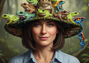 Woman with Frog Hat
