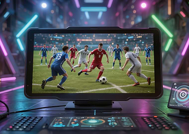 Futuristic Soccer Game on Monitor