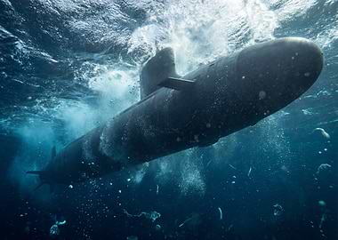 Submarine underwater in the ocean