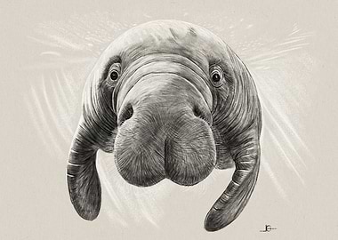 Detailed Manatee Portrait
