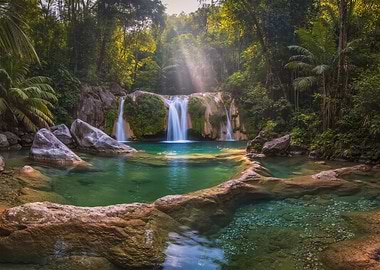 Tropical Waterfall and Emerald Pool