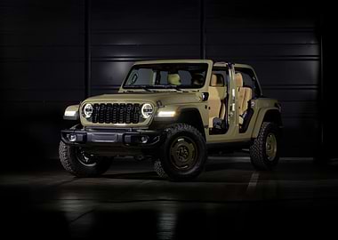 Olive Green Jeep Wrangler Studio Shot