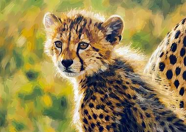 Cheetah Cub Portrait Painting