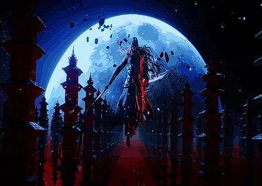 Fantasy Warrior Under Moonlight