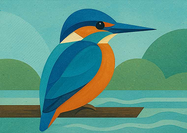 Stylized Kingfisher Bird Illustration