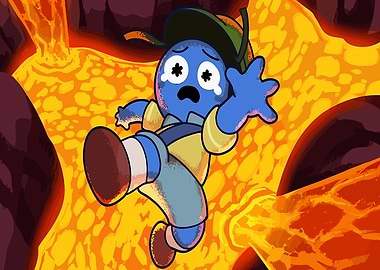Cartoon Character Running from Lava