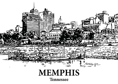 Memphis Tennessee Skyline Drawing
