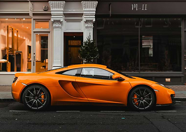 Orange McLaren MP4-12C parked on the street