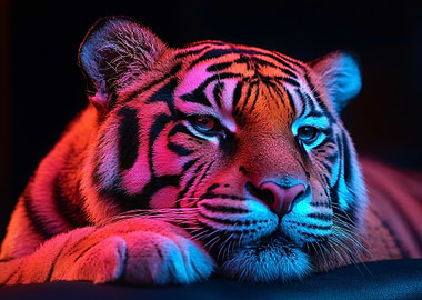 Neon Tiger Portrait