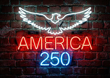 America 250 Neon Sign Art | Electric Patriotic Bar Sign Design | 1776-2026 Man Cave Decor | Realistic Neon