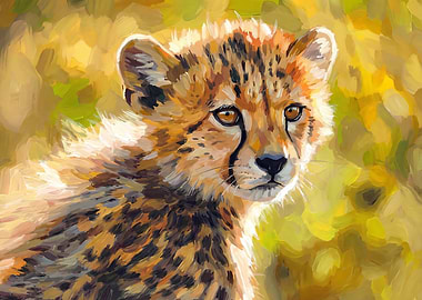 Cheetah Cub Portrait Painting