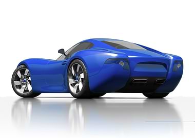 Blue Sports Car Rear View