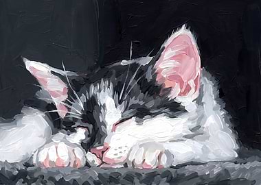 Sleeping Cat Painting