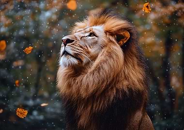 Majestic Lion in Autumn