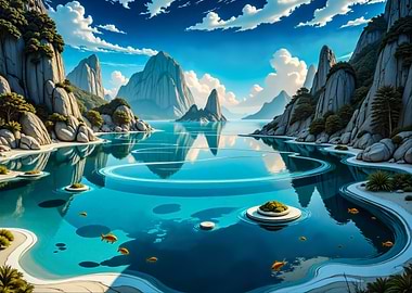 Serene Mountain Lake Landscape