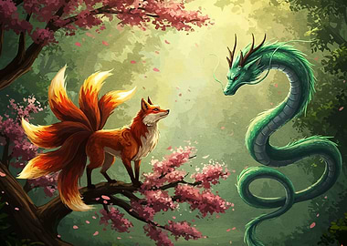 Nine-tailed Fox and Dragon Encounter