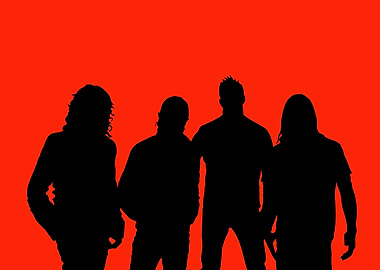 Band Silhouette on Red Background