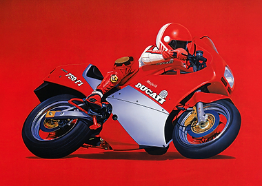 Ducati 750 F1 Motorcycle on Red