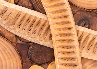 Wooden Mosaic with Carved Elements