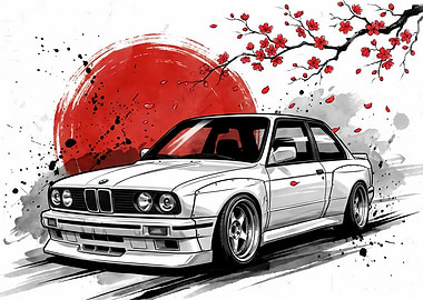 Car BMW E30 Japanese Art