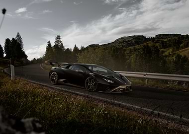 Lamborghini on Mountain Road