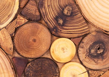 Wooden Cross-Section Mosaic