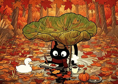 Autumn Rain Cat