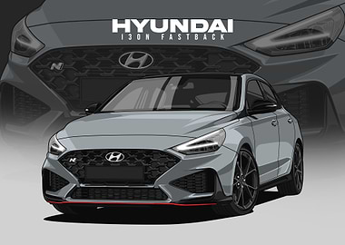 Hyundai i30N Fastback Car Illustration