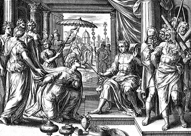 King Solomon and Queen of Sheba Engraving