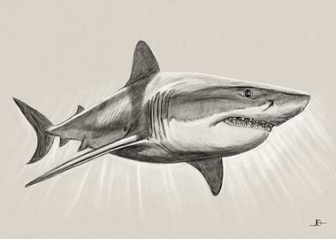 Great White Shark Pencil Drawing