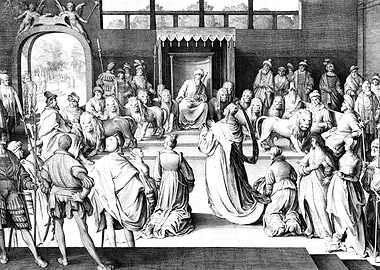 King Solomon and Queen of Sheba Engraving