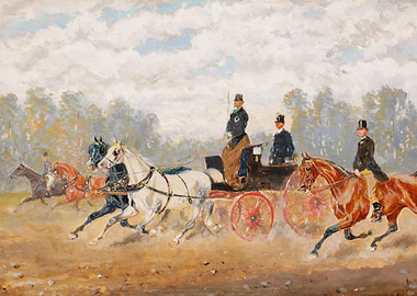 Horse-drawn carriage painting