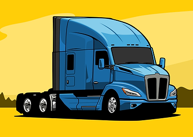 Blue Semi-Truck Illustration