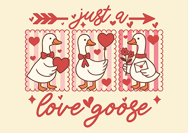 Just a Goose Poster, Cute Cartoon Birds Wall Art, Playful Nursery or Kids Room Decor Print