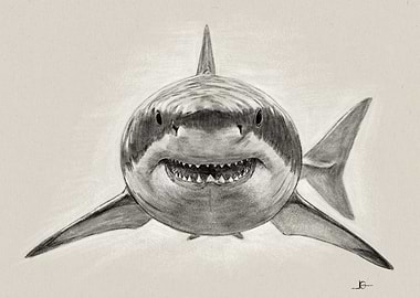 Great White Shark Pencil Drawing