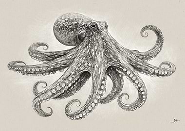 Detailed Octopus Pencil Drawing