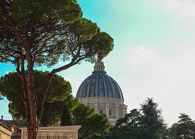 Photo of St. Paul's Cathedral in Rome taken from inside the vatican museum