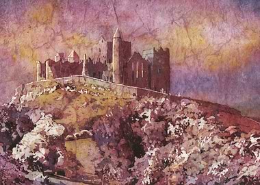 Watercolor Castle on Hill