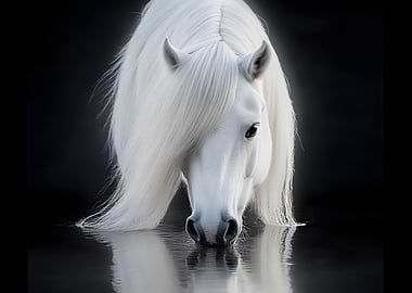 White Horse Drinking Water