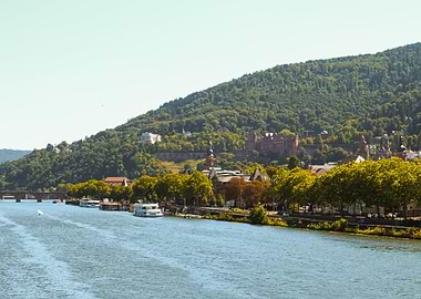 Heidelberg old town view from the Theodor-Heuss-Brücke