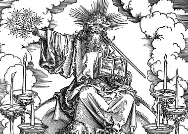 Vision of the Seven Candlesticks Albrecht Durer Engraving
