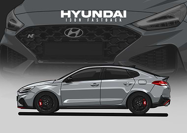 Hyundai i30N Fastback Car Illustration