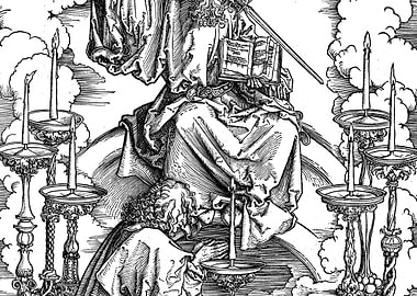 Vision of the Seven Candlesticks Albrecht Durer Engraving
