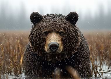 Grizzly Bear in the Rain