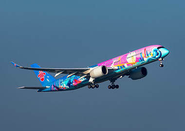 Colorful China Airlines Airbus A350 Taking Off